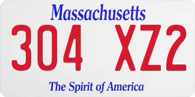MA license plate 304XZ2