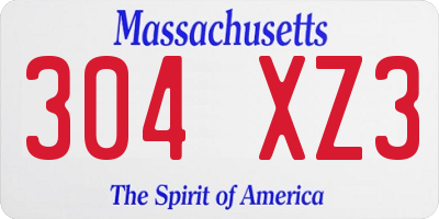 MA license plate 304XZ3