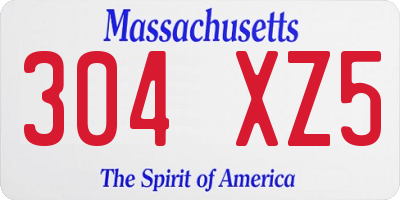 MA license plate 304XZ5