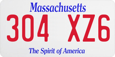 MA license plate 304XZ6