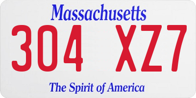 MA license plate 304XZ7