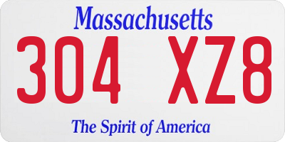 MA license plate 304XZ8