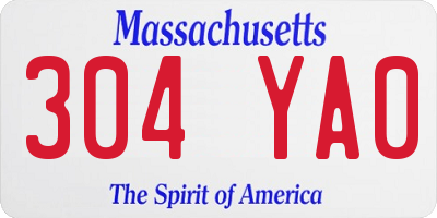 MA license plate 304YA0
