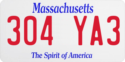 MA license plate 304YA3