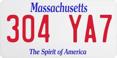 MA license plate 304YA7