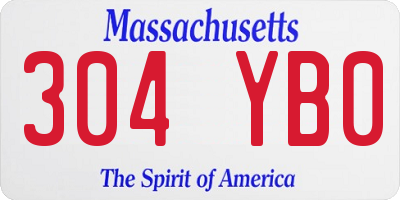MA license plate 304YB0