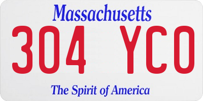 MA license plate 304YC0