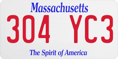 MA license plate 304YC3