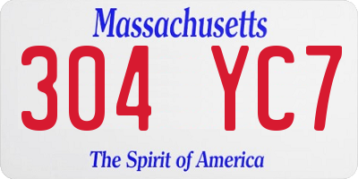 MA license plate 304YC7