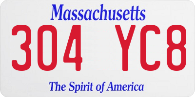 MA license plate 304YC8