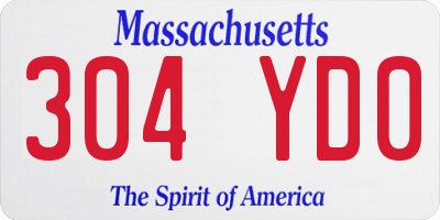 MA license plate 304YD0