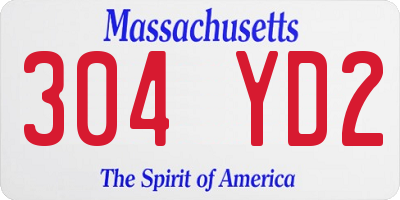MA license plate 304YD2