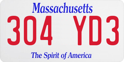 MA license plate 304YD3
