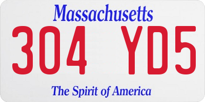 MA license plate 304YD5