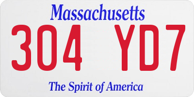 MA license plate 304YD7