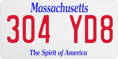 MA license plate 304YD8