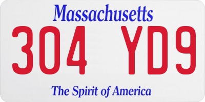 MA license plate 304YD9