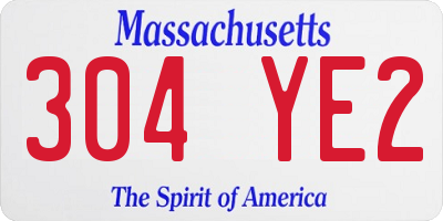 MA license plate 304YE2