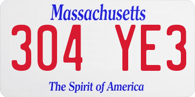 MA license plate 304YE3