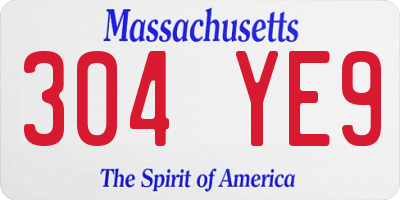 MA license plate 304YE9