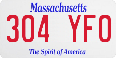 MA license plate 304YF0