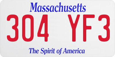 MA license plate 304YF3