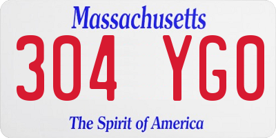 MA license plate 304YG0
