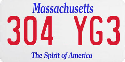 MA license plate 304YG3