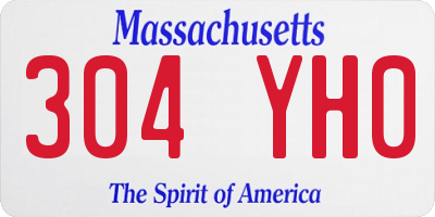 MA license plate 304YH0