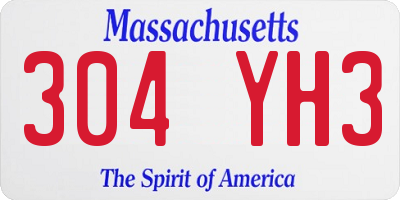 MA license plate 304YH3