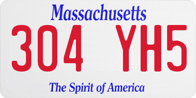 MA license plate 304YH5