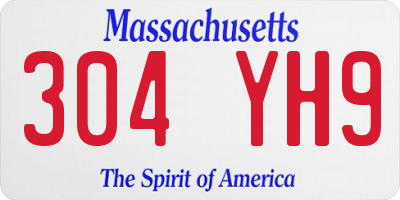 MA license plate 304YH9