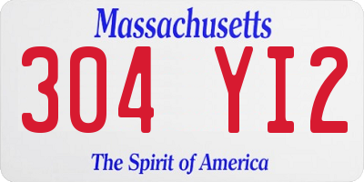 MA license plate 304YI2
