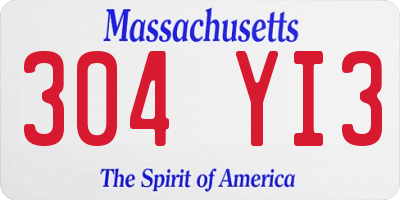 MA license plate 304YI3