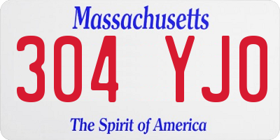 MA license plate 304YJ0