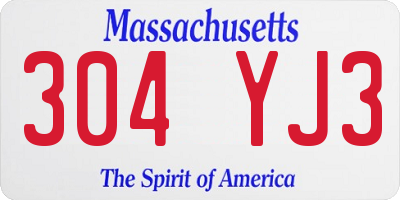 MA license plate 304YJ3