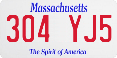 MA license plate 304YJ5