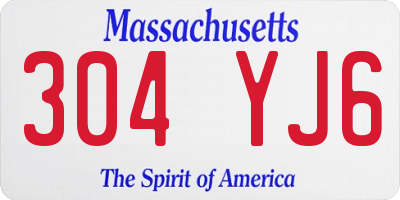 MA license plate 304YJ6