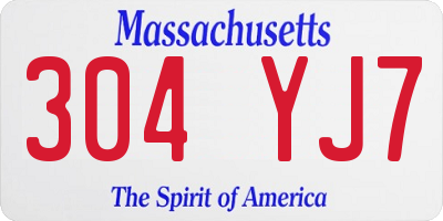 MA license plate 304YJ7
