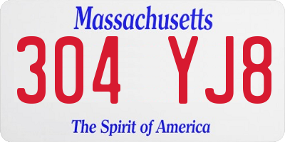 MA license plate 304YJ8