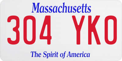 MA license plate 304YK0