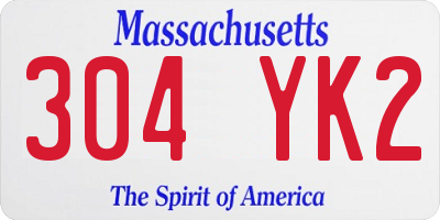 MA license plate 304YK2