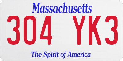 MA license plate 304YK3