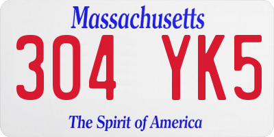 MA license plate 304YK5