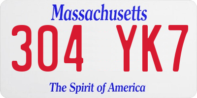 MA license plate 304YK7