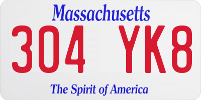 MA license plate 304YK8