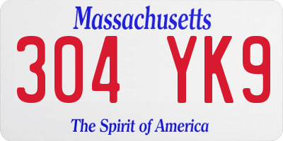 MA license plate 304YK9