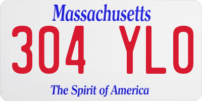 MA license plate 304YL0