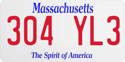 MA license plate 304YL3