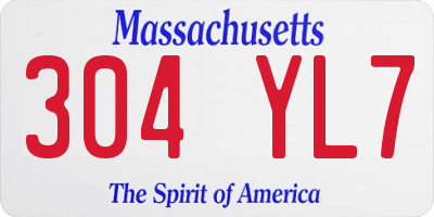 MA license plate 304YL7